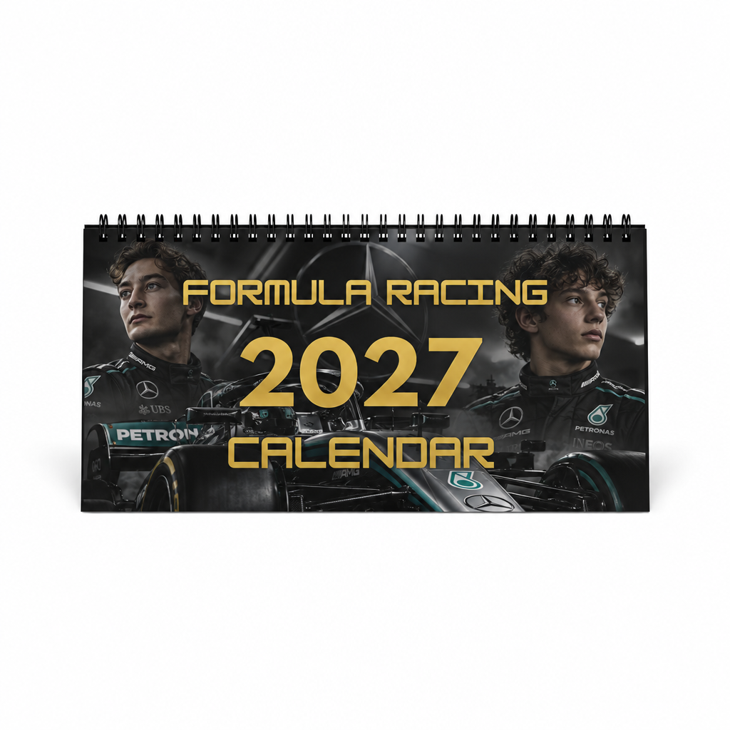 Formula Racing 2027 Desktop Calendar, Black & Gold, Car Racing Gift 