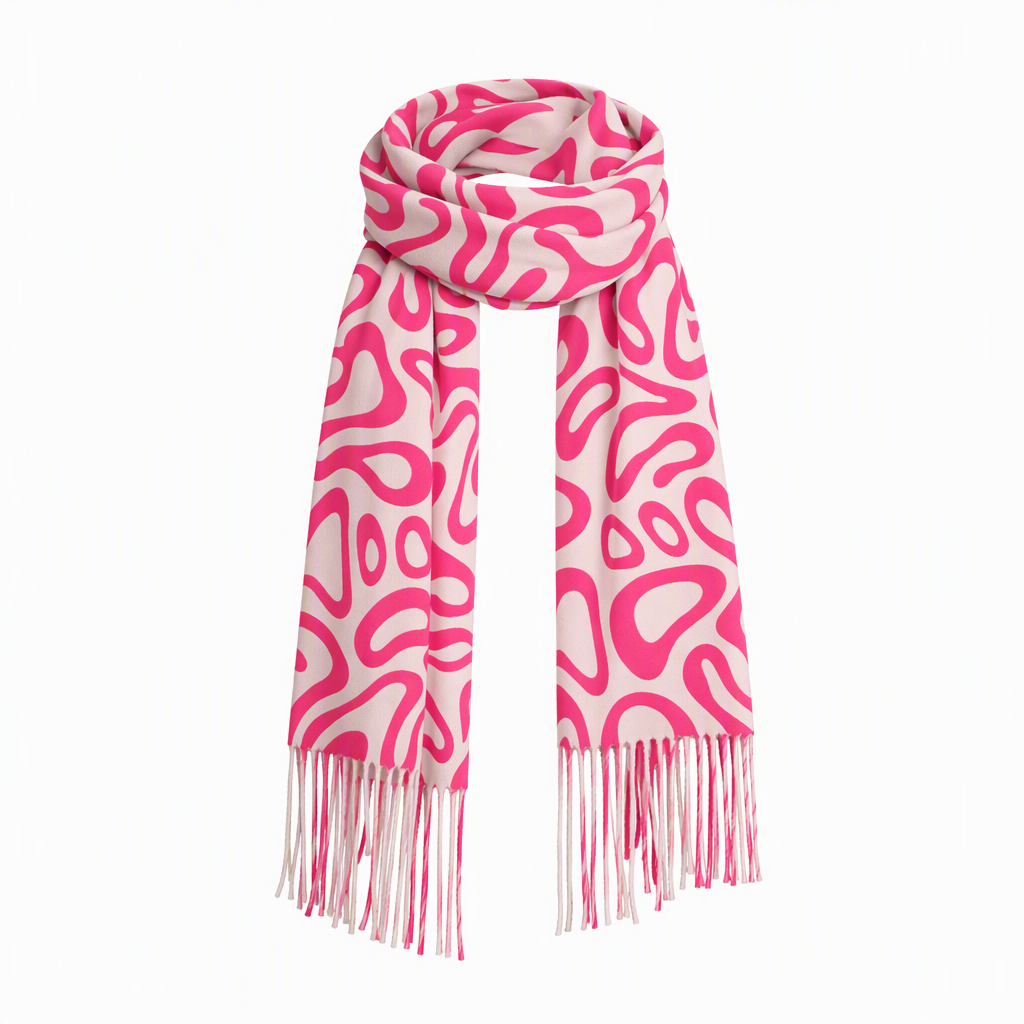 Grand Prix Racing Fan Abstract Print Poncho Shawl, 3‑Color Tassel Scarf Bundle