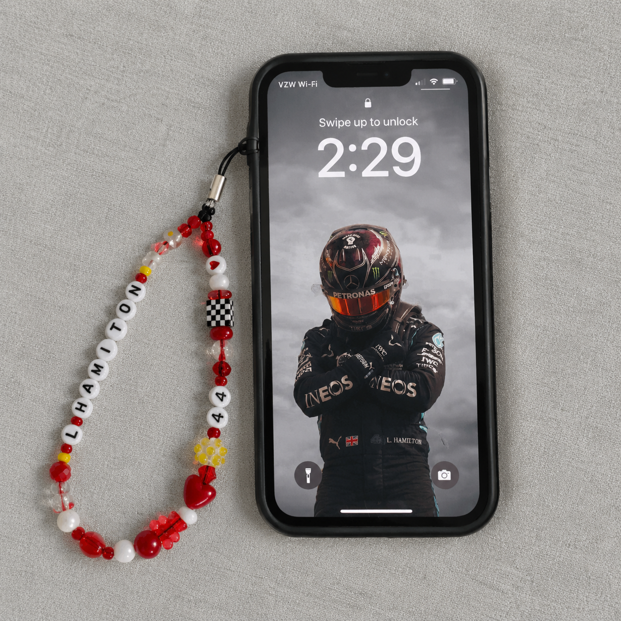 Formula 1 Fan Beaded Phone Charm, Beaded Wrist Phone Strap, Bead Phone Accessory for Racing Enthusiasts
