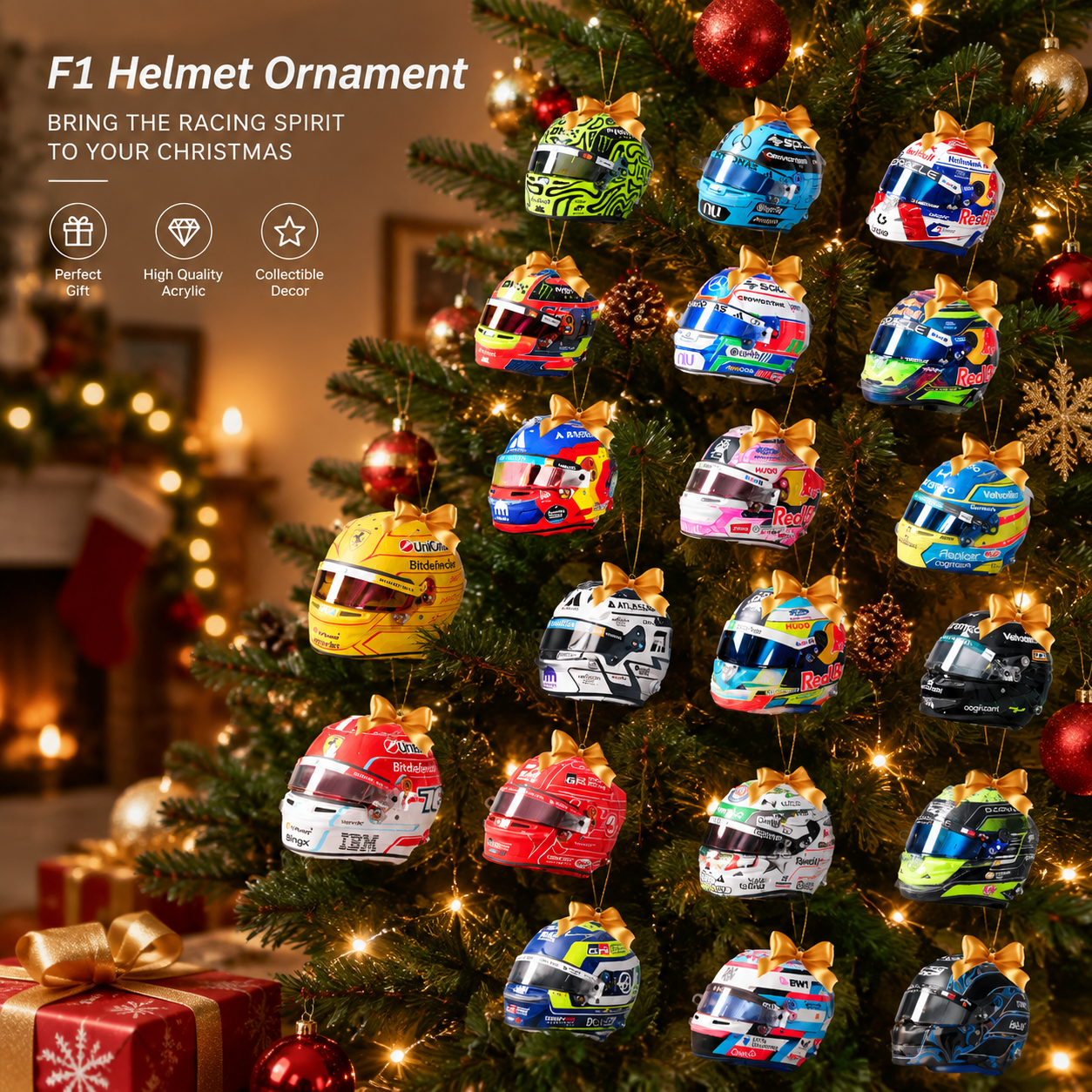 2026 Racing Helmet Advent Calendar, 24 Day Motorsport Christmas Countdown, Race Car Fan Ornament Gift