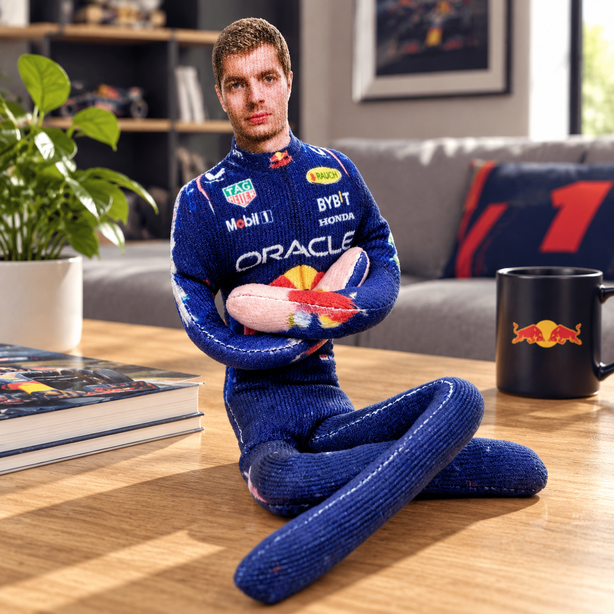 Formula 1 Racer Printed Fabric Plush Doll, Collectible Stuffed Toy, Fun Home Display Collectible Souvenir for F1 Enthusiasts