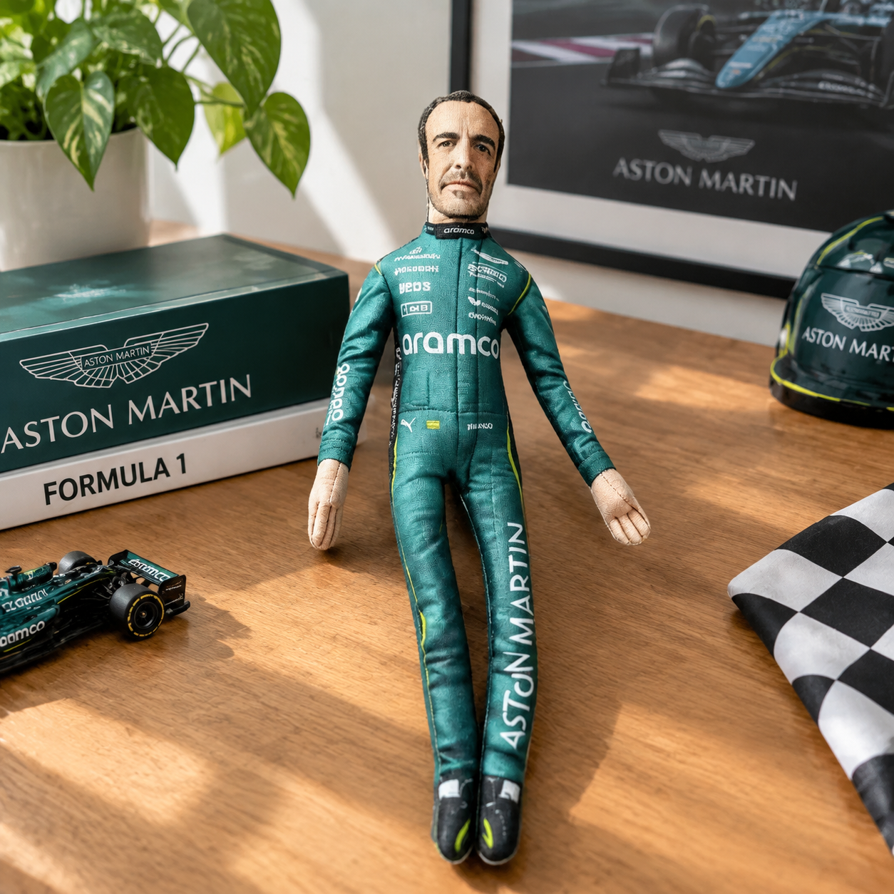 Formula 1 Racer Printed Fabric Plush Doll, Collectible Stuffed Toy, Fun Home Display Collectible Souvenir for F1 Enthusiasts