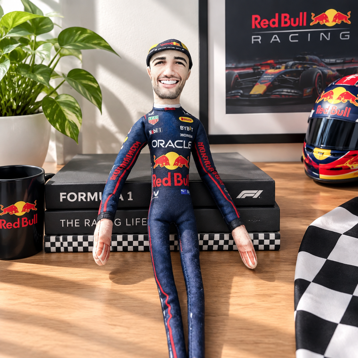 Formula 1 Racer Printed Fabric Plush Doll, Collectible Stuffed Toy, Fun Home Display Collectible Souvenir for F1 Enthusiasts