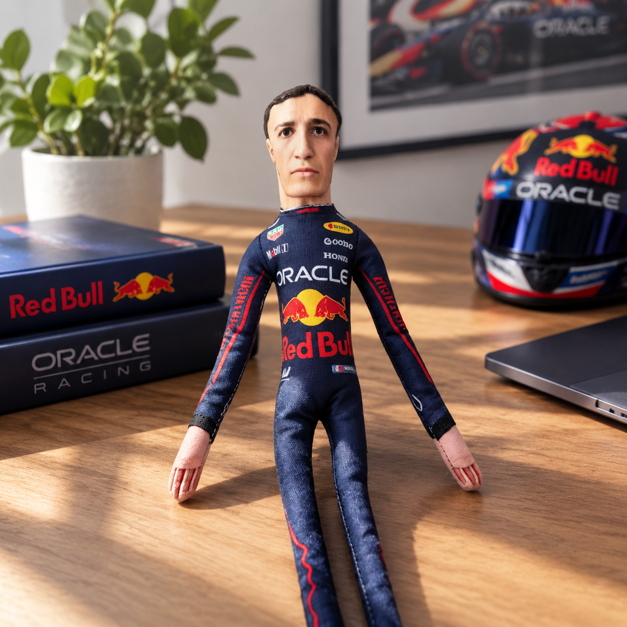 Formula 1 Racer Printed Fabric Plush Doll, Collectible Stuffed Toy, Fun Home Display Collectible Souvenir for F1 Enthusiasts