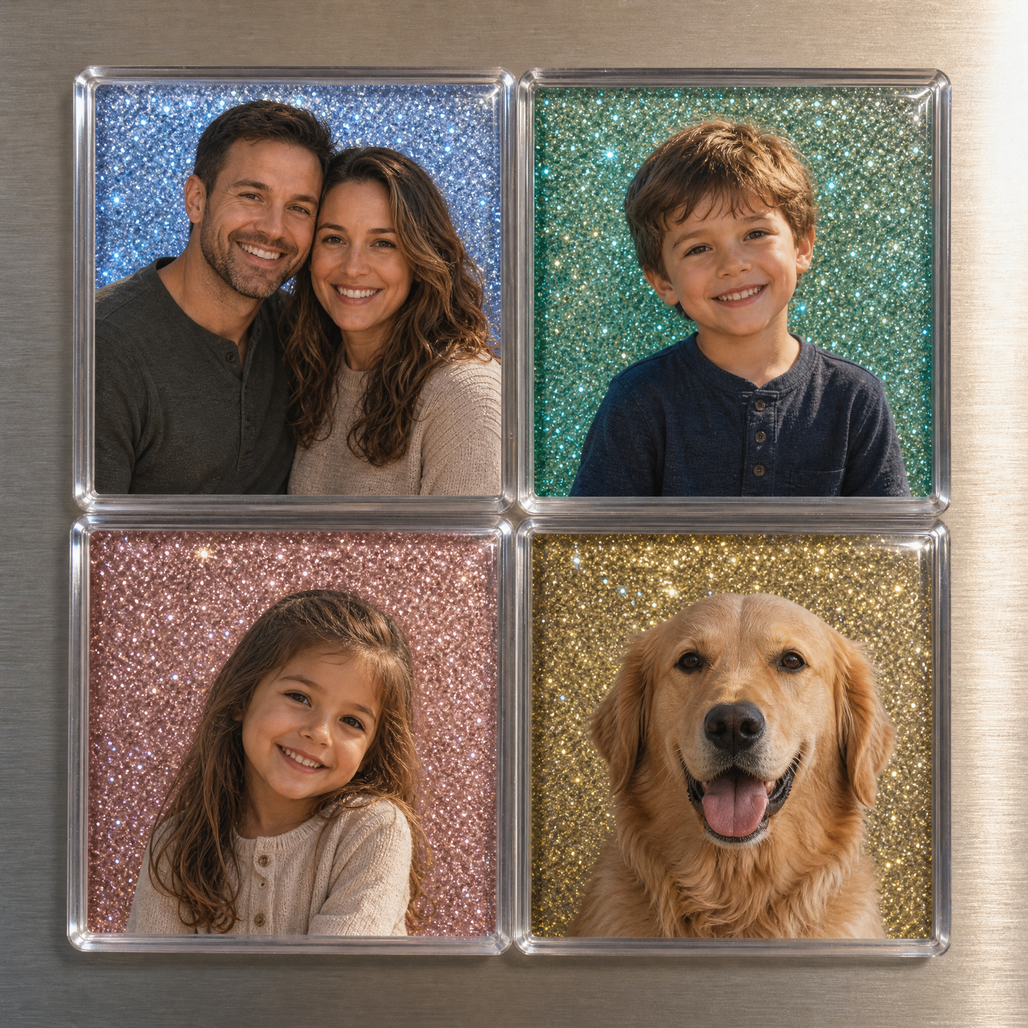Custom Photo Quicksand Mahjong Personalized Liquid Glitter Shaker Frame Fridge Magnet & Desk Decor Gift