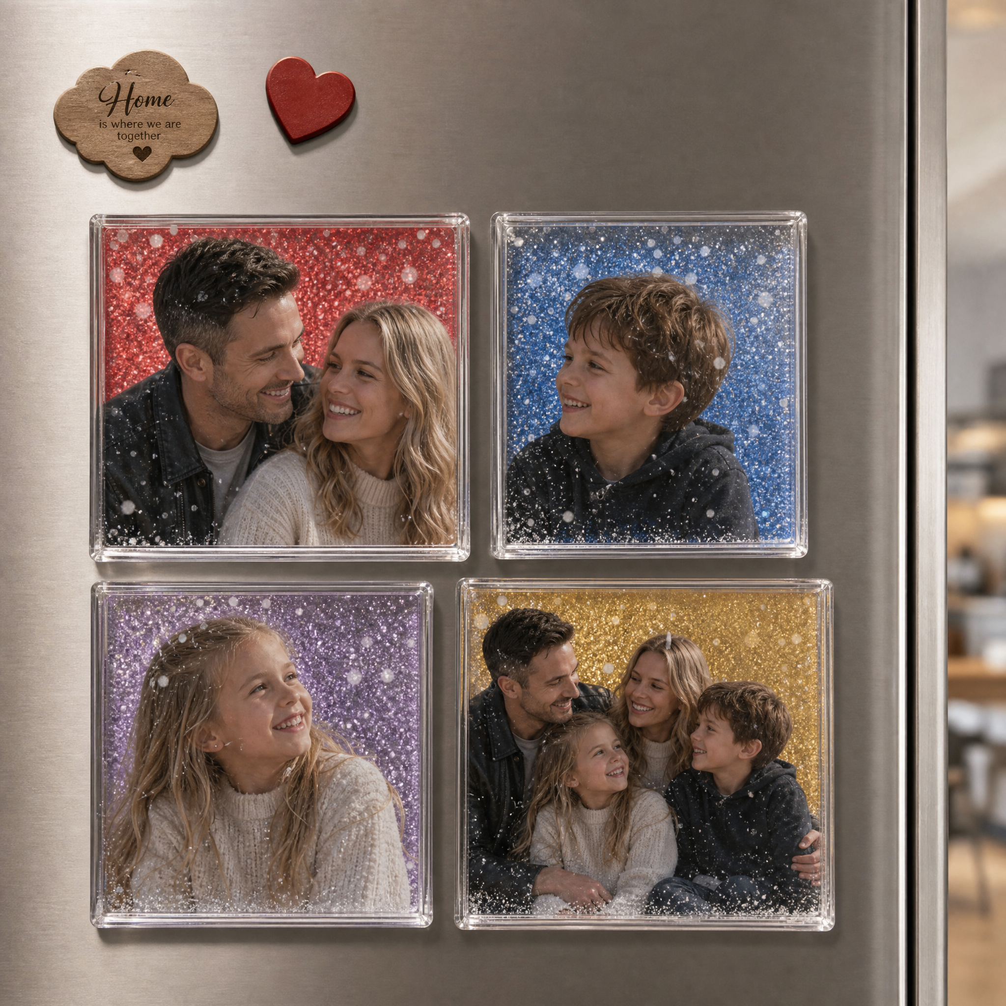 Custom Photo Quicksand Mahjong Personalized Liquid Glitter Shaker Frame Fridge Magnet & Desk Decor Gift