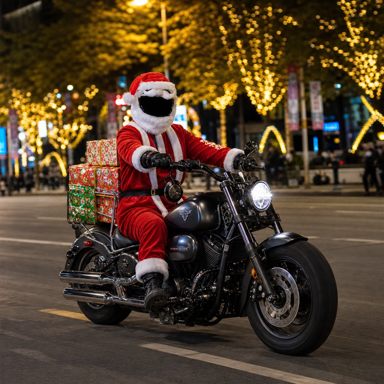 Christmas Santa Biker Helmet Cover, Festive Plush Helmet Protector, Santa Hat Helmet Skin, Holiday Gift for Motorcycle Riders