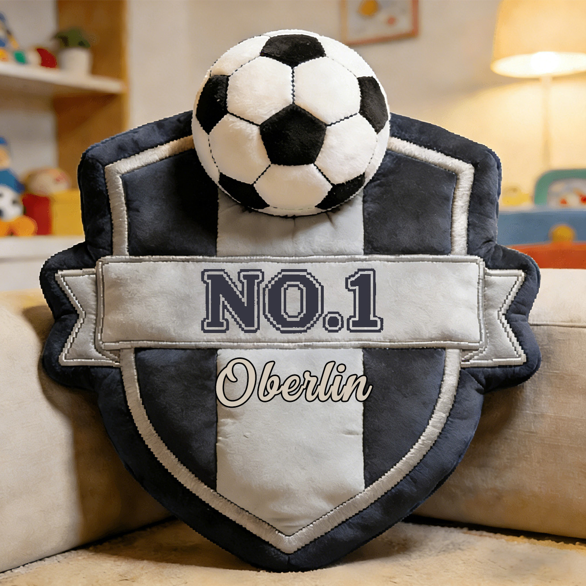 Personalized Soccer Champion Badge Cushion-Unique Birthday & Championship Gift for Him