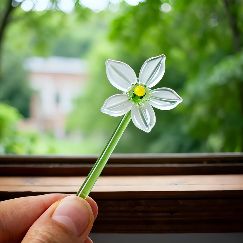 Personalized Glass Birth Month Flower Birth Flower Gift Hand Blown Spring Flower Glass Flower Bouquet Valentine's Day Gift For Her Home Decor