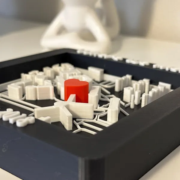 Personalized Where We Met 3D Printed Map Sign Custom Location Heart Marker for Engagement and Anniversary Gifts