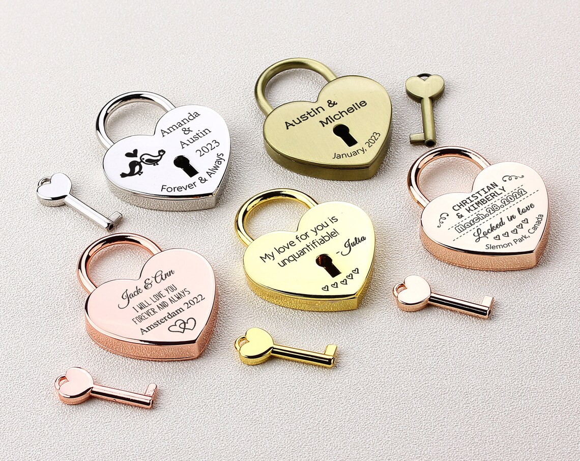 Personalized Engraved Heart Shaped Padlock Personalized Couple Love Lock With Key For Anniversary Valentines Day Wedding Gifts