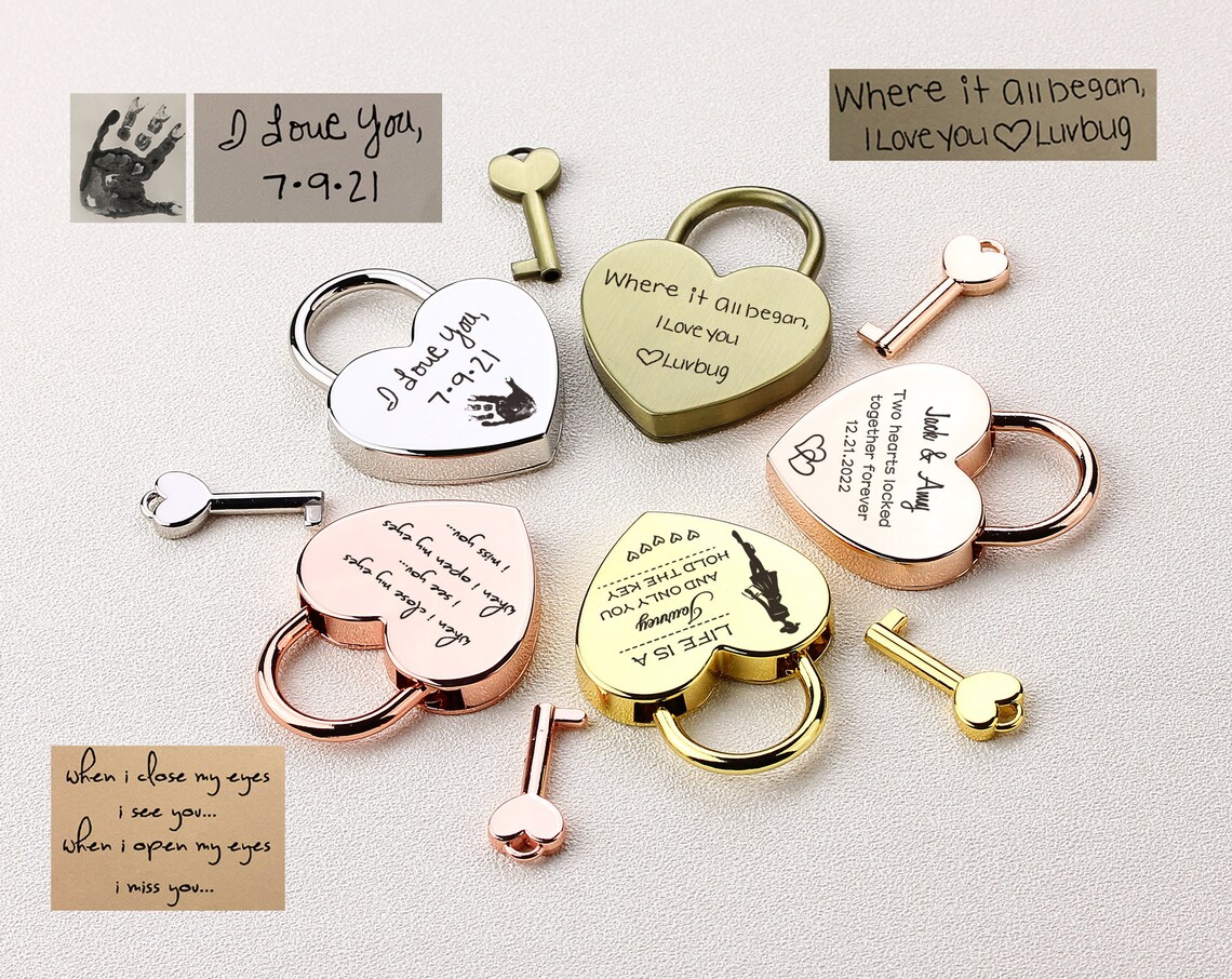 Personalized Engraved Heart Shaped Padlock Personalized Couple Love Lock With Key For Anniversary Valentines Day Wedding Gifts