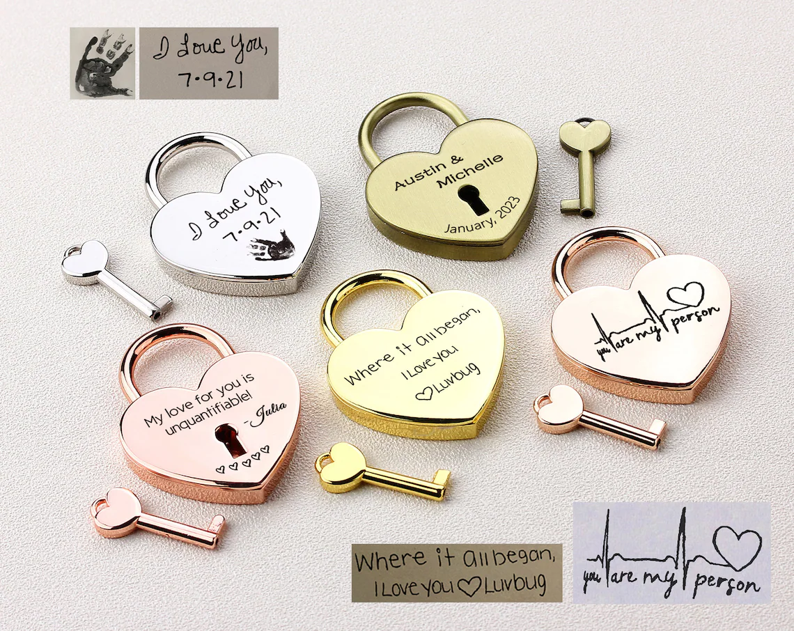 Personalized Engraved Heart Shaped Padlock Personalized Couple Love Lock With Key For Anniversary Valentines Day Wedding Gifts