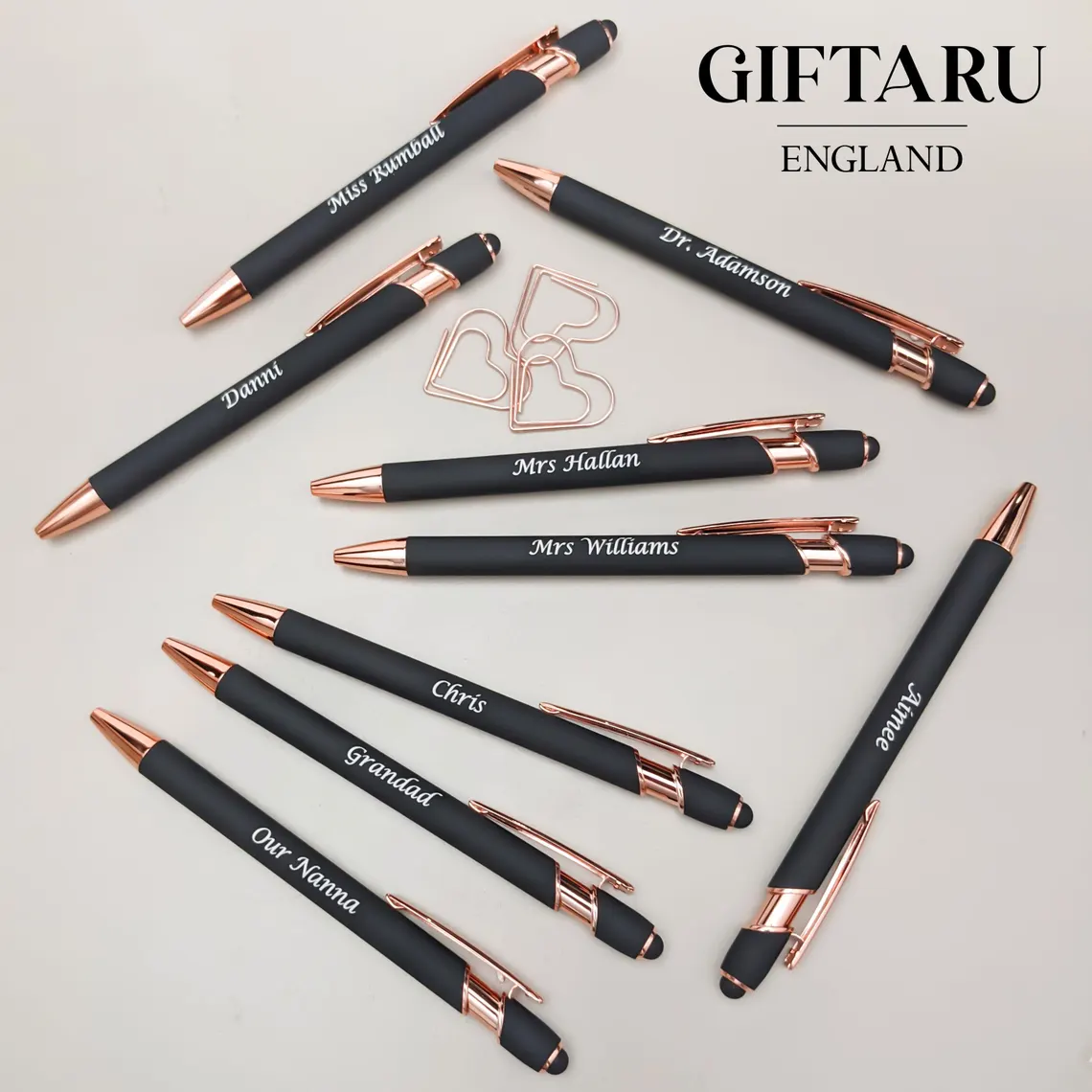 Personalized Rose Gold Pen Engraved pens for Teachers and students work Colleague stocking filler friends and family custom gift