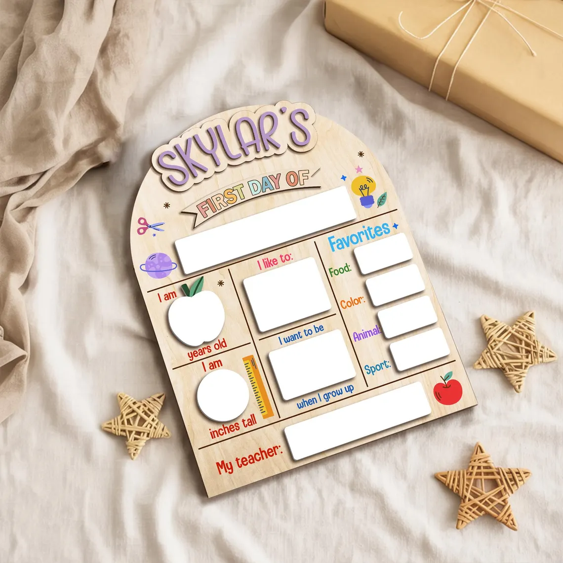 Personalised First And Last Day Of School Sign Reusable Back to School Sign For Photos Reusable Dry Erase Board Custom Name 1st Day Of School Board