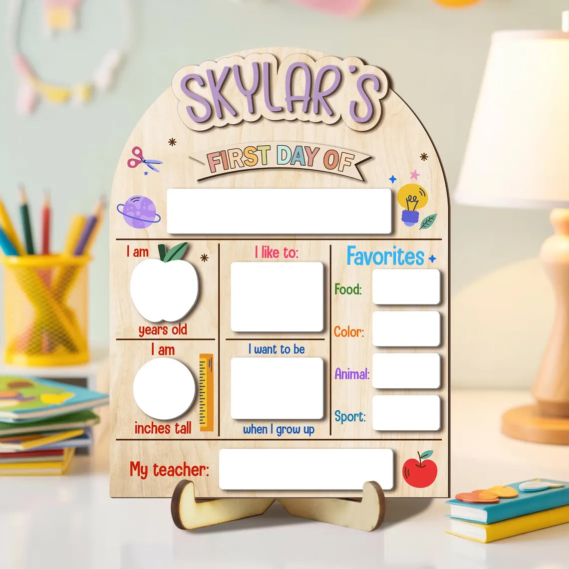 Personalised First And Last Day Of School Sign Reusable Back to School Sign For Photos Reusable Dry Erase Board Custom Name 1st Day Of School Board