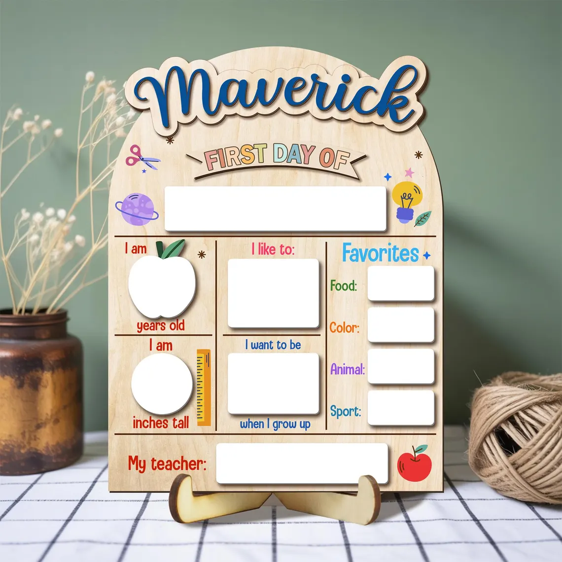 Personalised First And Last Day Of School Sign Reusable Back to School Sign For Photos Reusable Dry Erase Board Custom Name 1st Day Of School Board