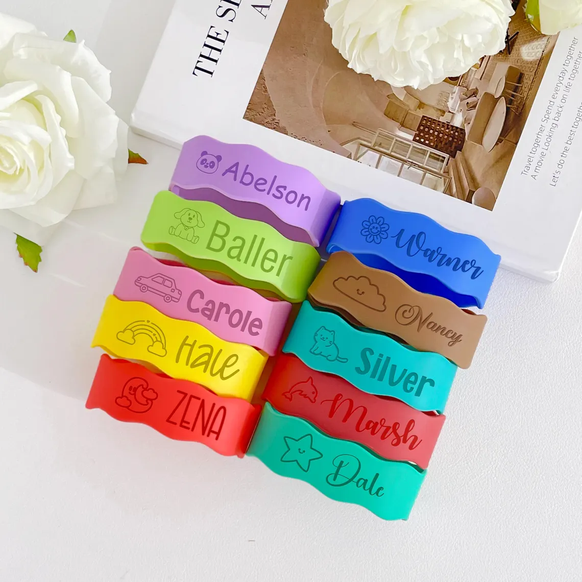 Personalized Silicone Bottle Bands Custom Name Labels for Kids Baby Bottles Sippy Cups Water Bottles & Tumblers gift for kids