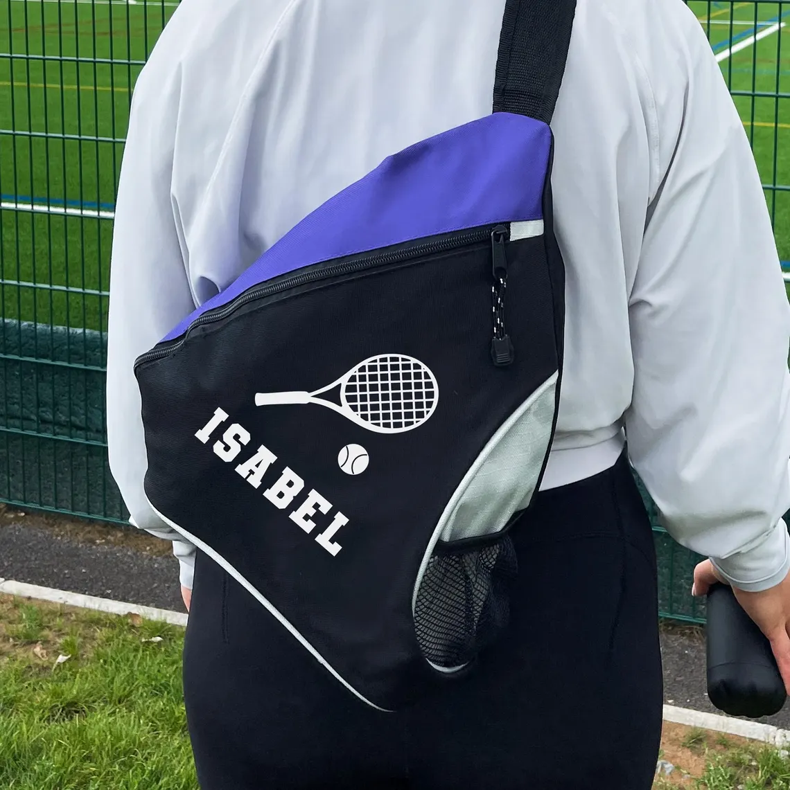 Personalised Kids Sports Bag Custom Mono Strap Rucksack with Football Tennis Icon Padel Crossbody Backpack Unisex PE Kit Bag with Name gift for kids