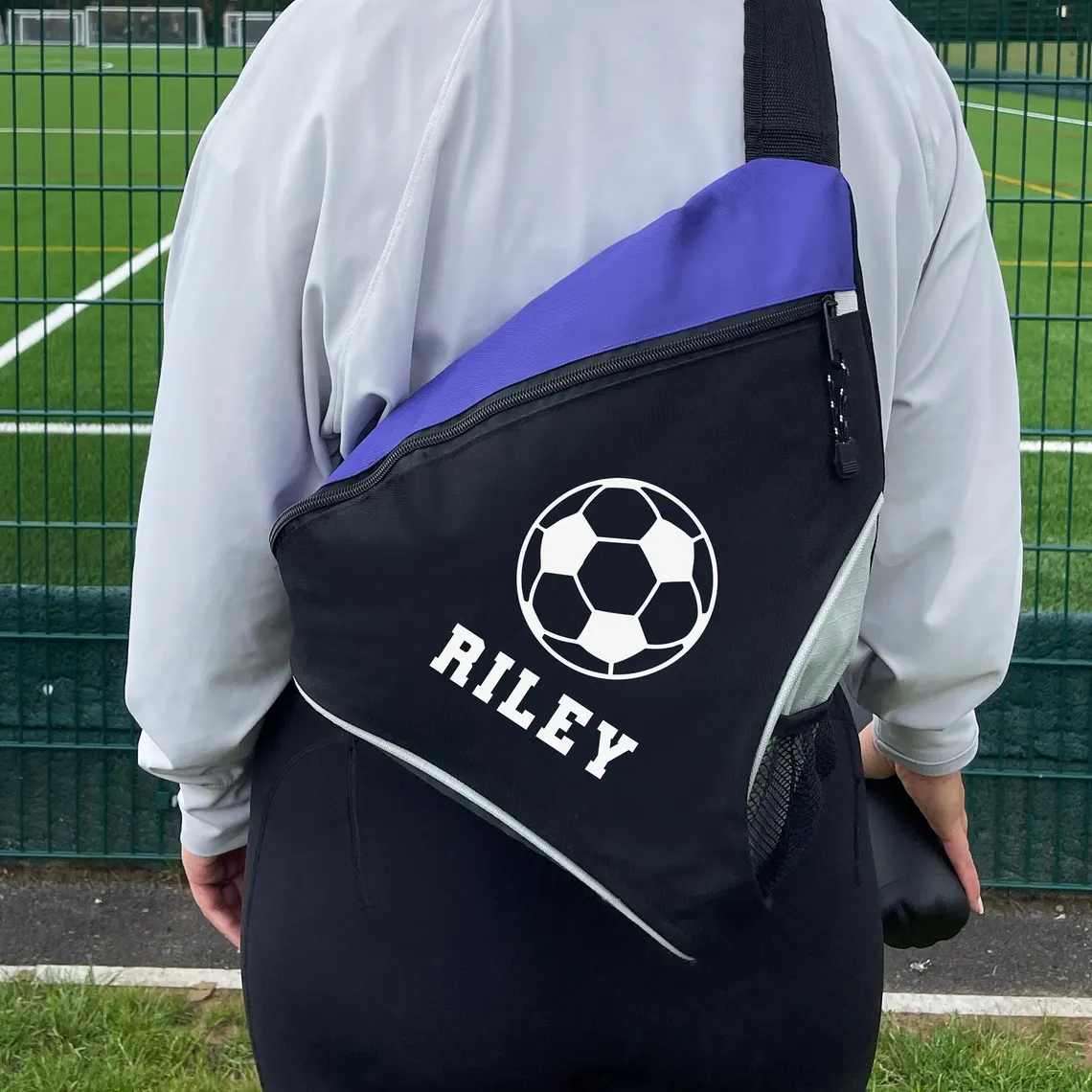 Personalised Kids Sports Bag Custom Mono Strap Rucksack with Football Tennis Icon Padel Crossbody Backpack Unisex PE Kit Bag with Name gift for kids