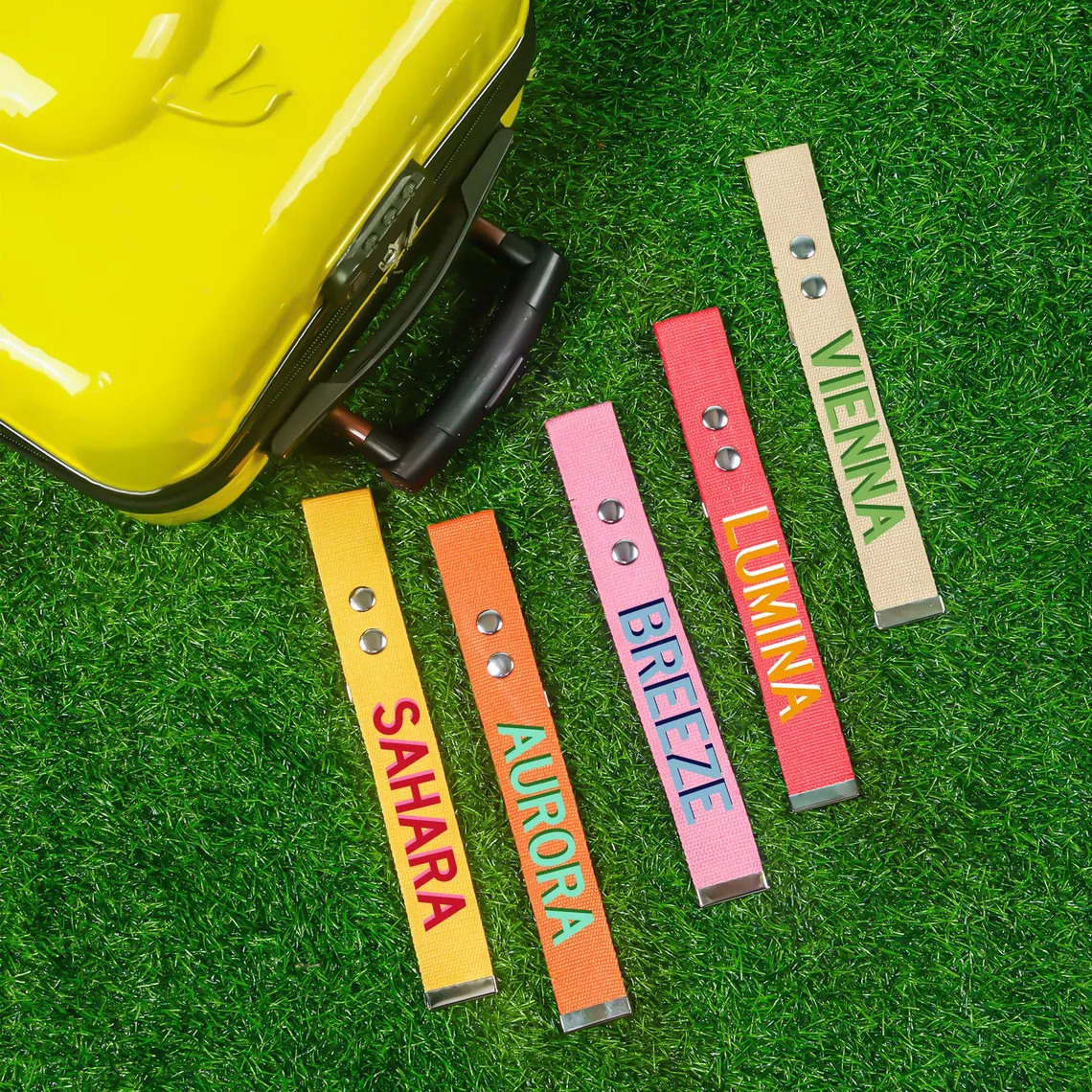 Personalized Luggage Tag & Handle Wrap Vibrant Travel ID Belt Customized Name ID Suitcase Travel School Bag Tag Traveler's gift Can use Logo