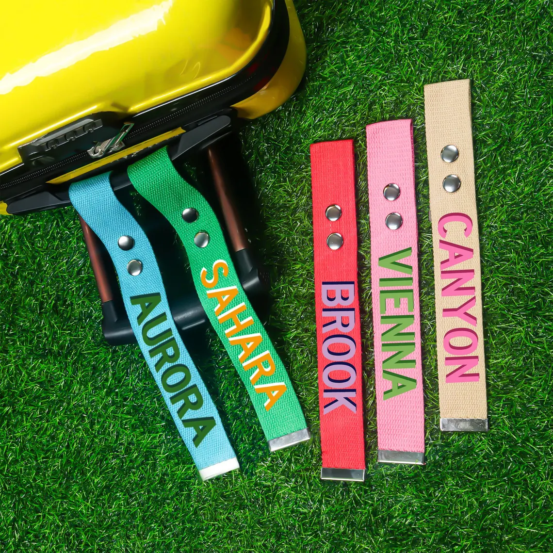 Personalized Luggage Tag & Handle Wrap Vibrant Travel ID Belt Customized Name ID Suitcase Travel School Bag Tag Traveler's gift Can use Logo