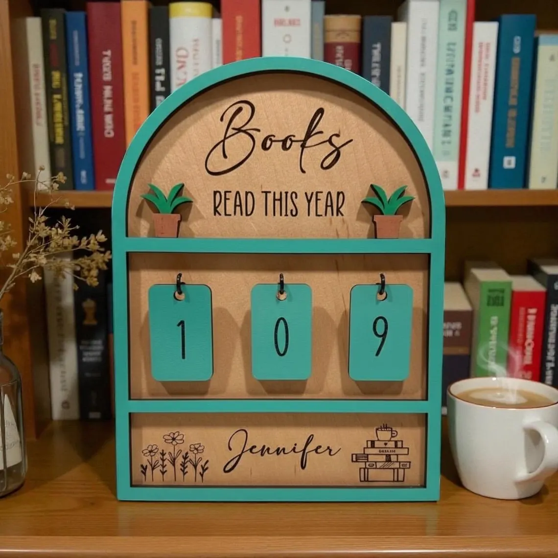 Personalized Books I Read This Year Counter Custom Books Read Tracker  Book Lovers Gift  Bookshelf Decor Book Ends Gift for Readers