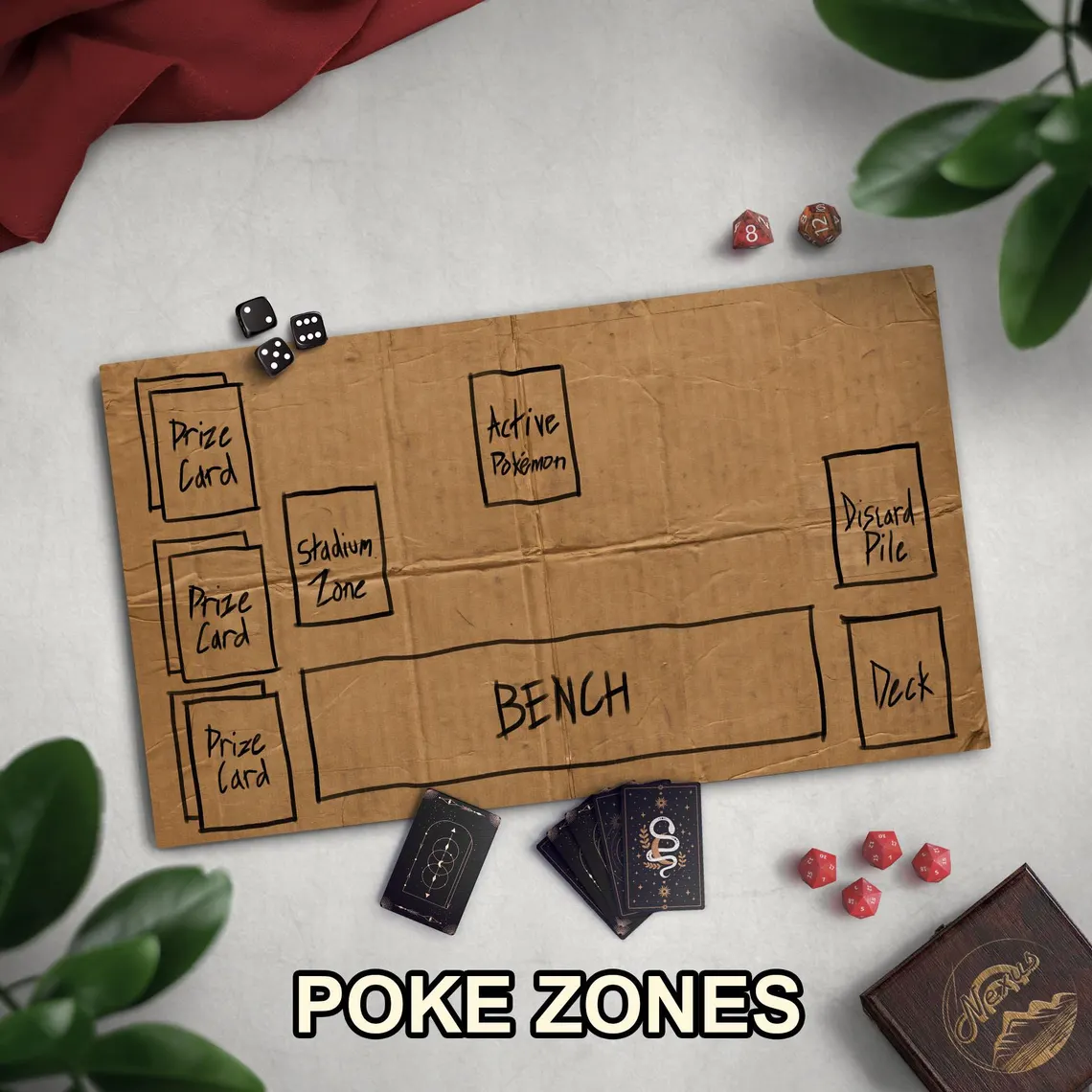 Homeless Man's TCG Playmat, Funny Play Mat With Optional Zones, 14" x 24" Neoprene Game Mat, Cardboard Design, Multiple TCG Zones Available