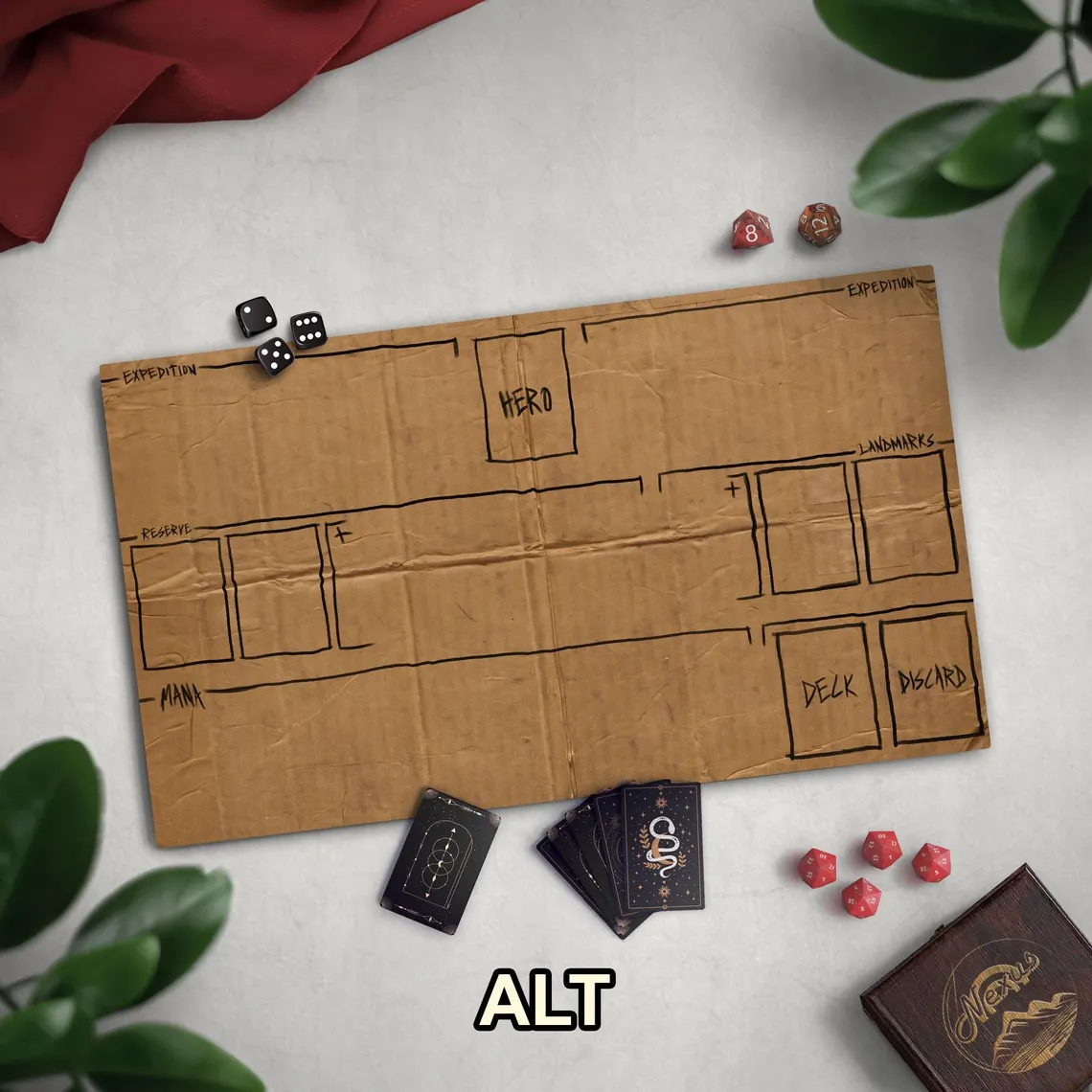 Homeless Man's TCG Playmat, Funny Play Mat With Optional Zones, 14" x 24" Neoprene Game Mat, Cardboard Design, Multiple TCG Zones Available