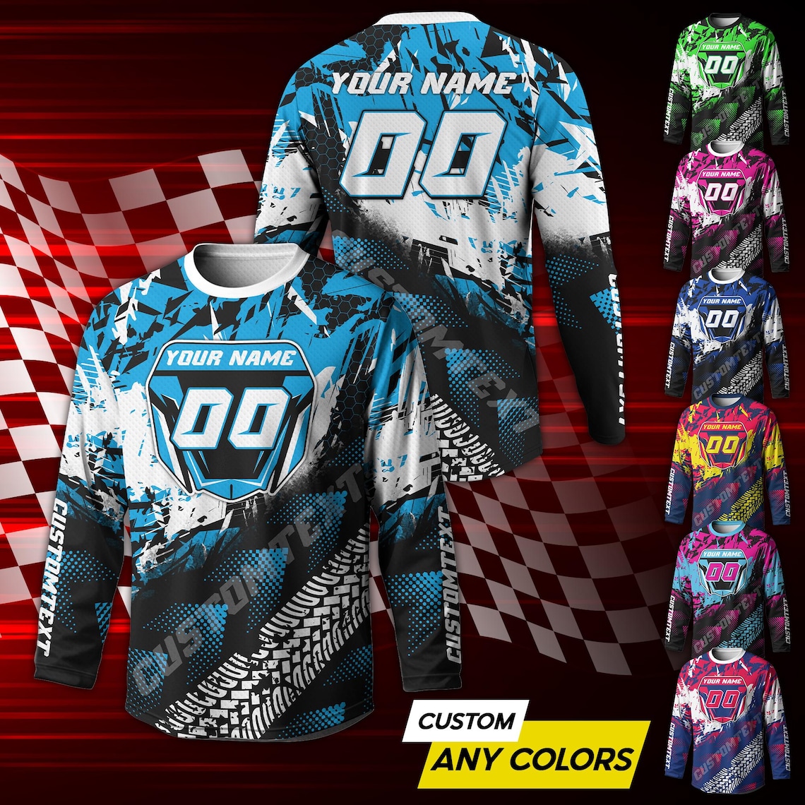 Custom Motorsport Racing Long Sleeve Jersey, Personalized Name Number Off-Road Racing Shirt, Grand Prix Racing Top for Men