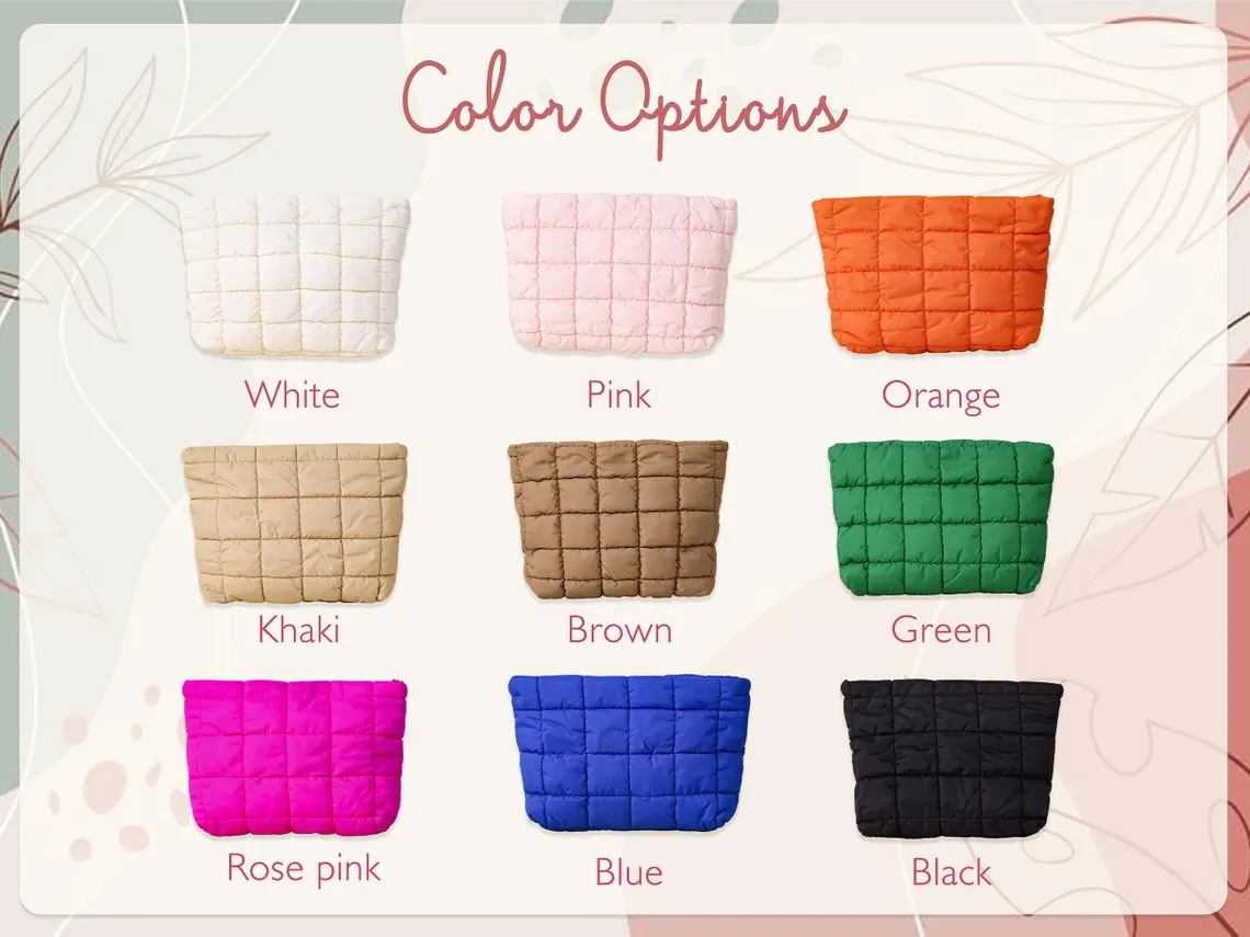Personalized Quilted Makeup Bag,Custom Embroidered Cosmetic Bag,Bridesmaid Gift,Bachelorette Gift,Travel Makeup Pouch,Women Toiletry Bag