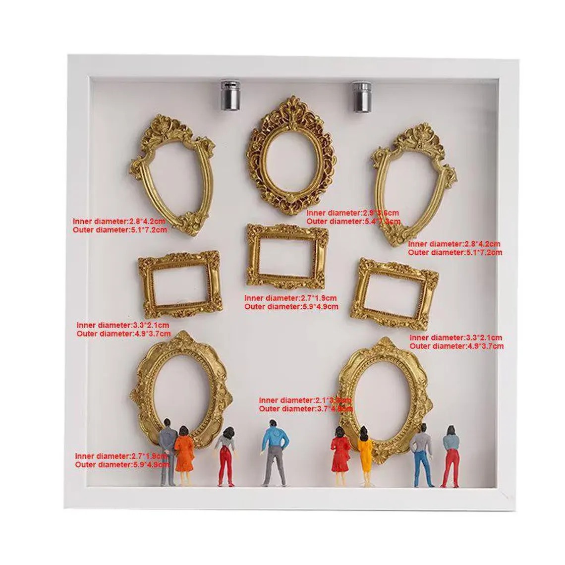 Personalized Multi Photo Golden Frame With Life Journey Miniatures And LED Lights Gift For Couples And Families