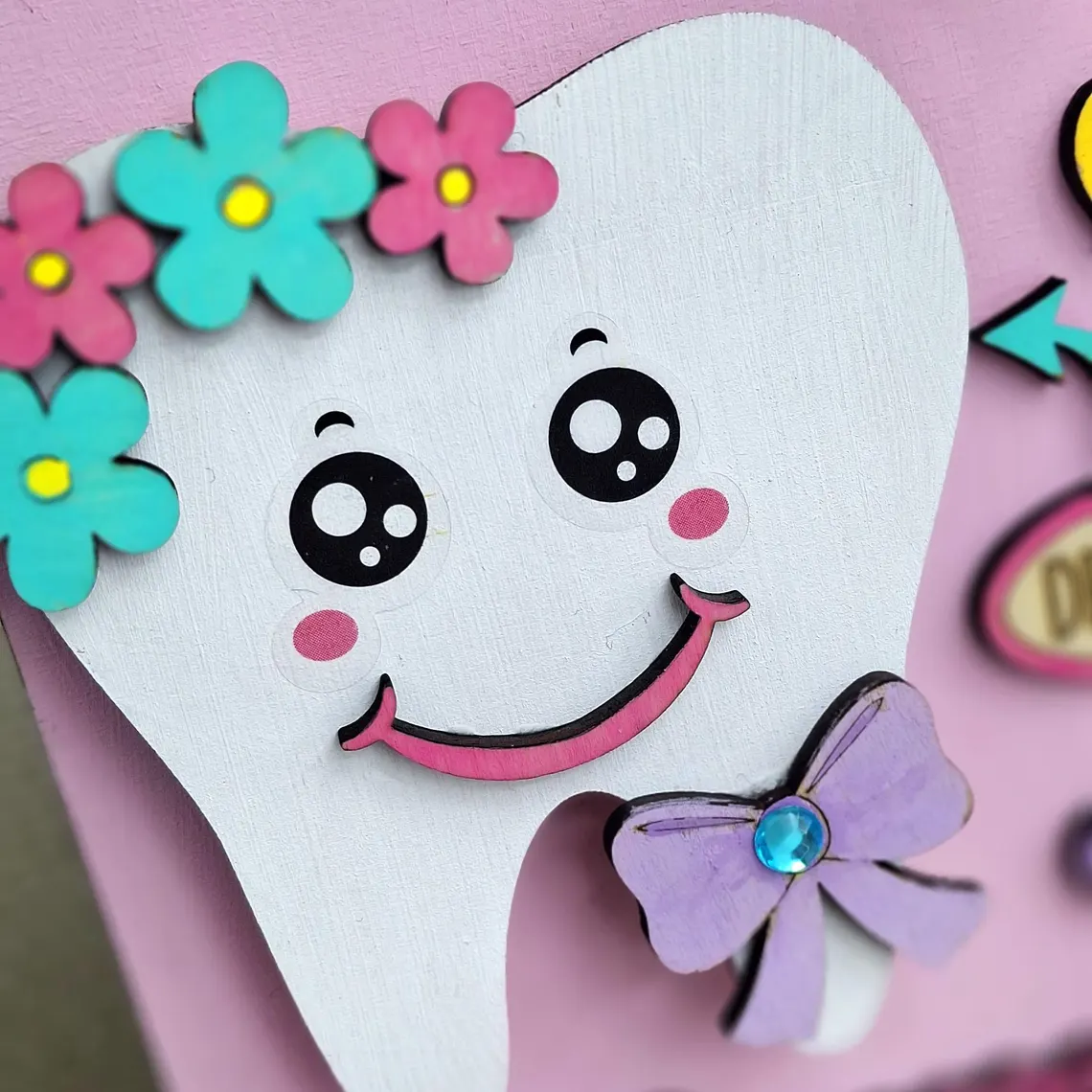 Personalized Tooth Fairy Door Hanger Custom Name Tooth Holder with Jar and Money Slot Kids Tooth Fairy Gift for Boys and Girls Unisex and Reversible