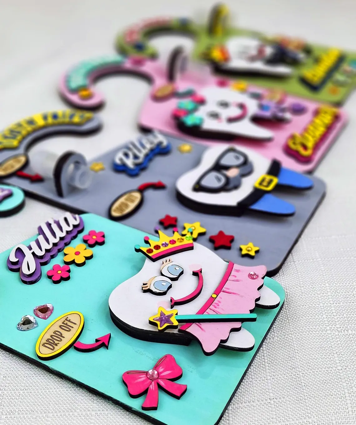 Personalized Tooth Fairy Door Hanger Custom Name Tooth Holder with Jar and Money Slot Kids Tooth Fairy Gift for Boys and Girls Unisex and Reversible