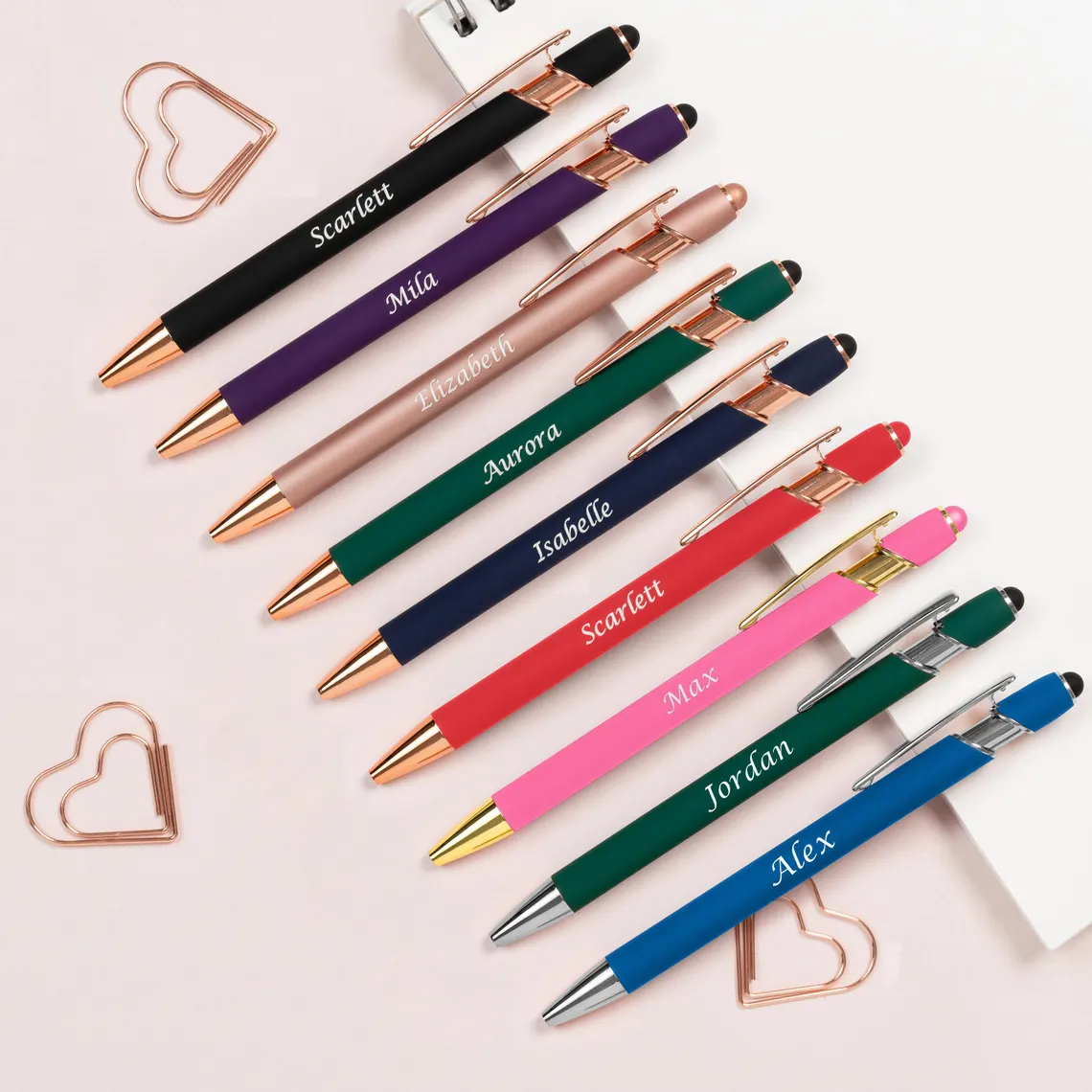 Personalized Rose Gold Pen Engraved pens for Teachers and students work Colleague stocking filler friends and family custom gift