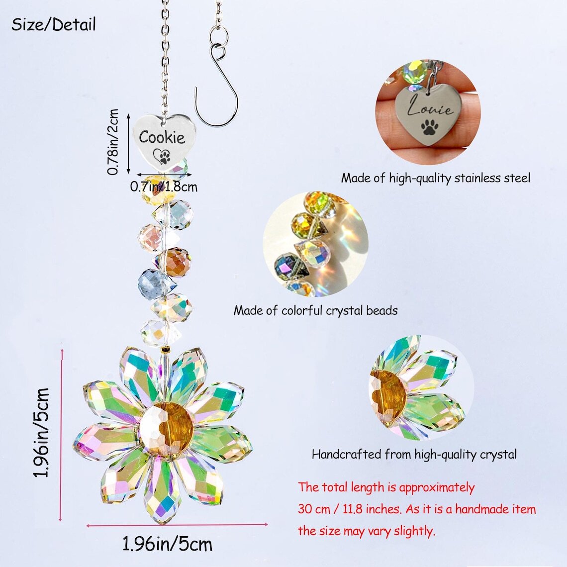 Personalized Crystal Flower Sun catcher Pet Sun Catcher Rainbow Bridge Catcher Decor Pet Memorial Gifts