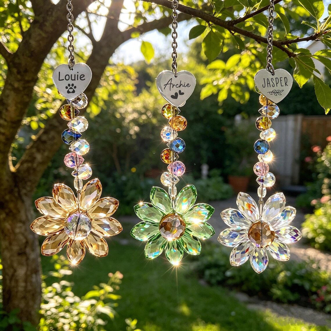 Personalized Crystal Flower Sun catcher Pet Sun Catcher Rainbow Bridge Catcher Decor Pet Memorial Gifts