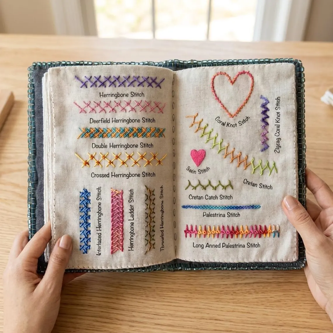 Beginner Embroidery Stitch Practice Book Complete Kit, DIY Hand Embroidery Starter Set, Backing Fabric & Embroidery Tools