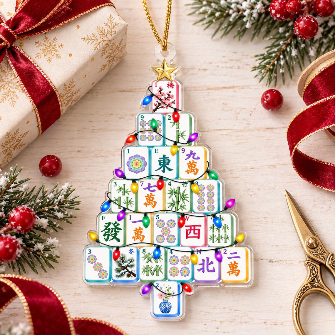Christmas Tree Mahjong Ornament Mahjong Club Ornament Mahjong Christmas Tree Ornament