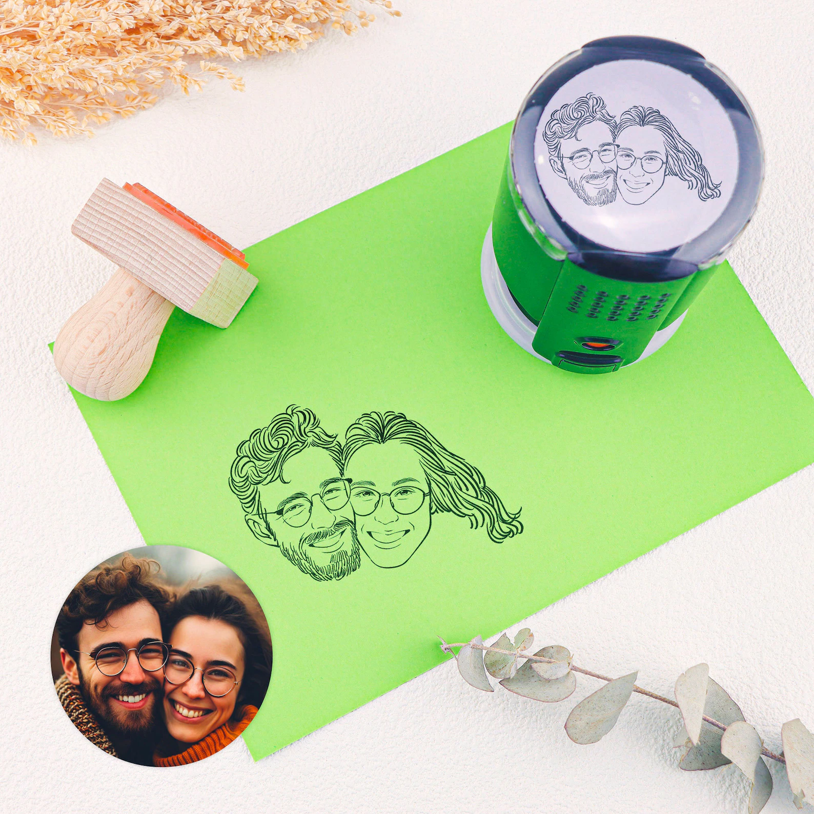 Personalized Photo Wedding Invitation Set Personalized Couple Portrait Sketch Invite With Custom Monogram Stamp And Kraft Envelope