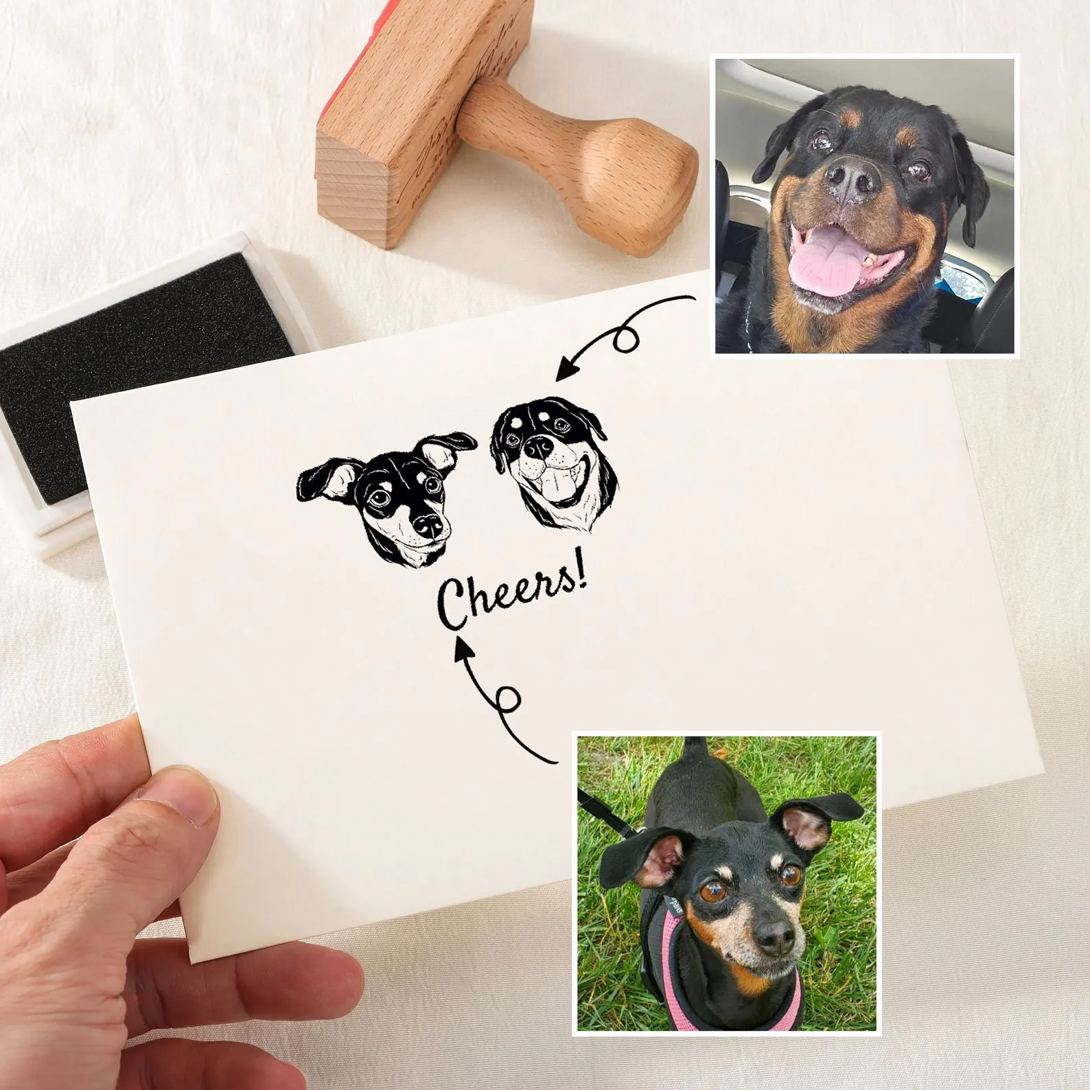 Personalized Wooden Photo Rubber Stamp Custom Couple Family and Pet Portrait Stamp Perfect Gift for Weddings Anniversaries