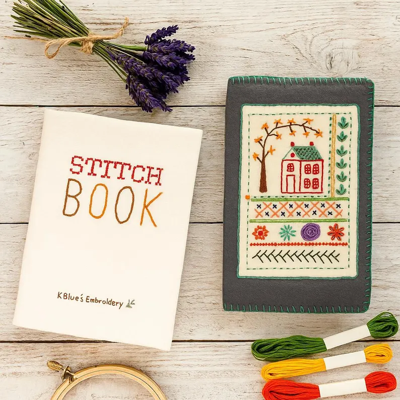 Beginner Embroidery Stitch Practice Book Complete Kit, DIY Hand Embroidery Starter Set, Backing Fabric & Embroidery Tools