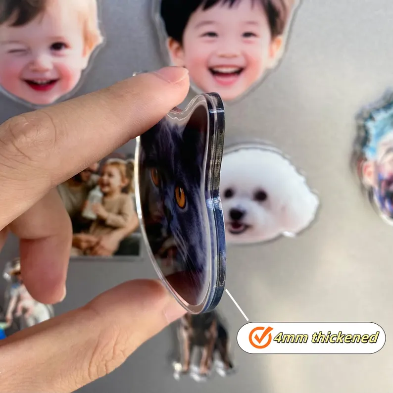 Personalized Photo Fridge Magnet Custom Cutout Shape Acrylic Magnet from Photo for Family Pet and Sentimental Gift Ideas