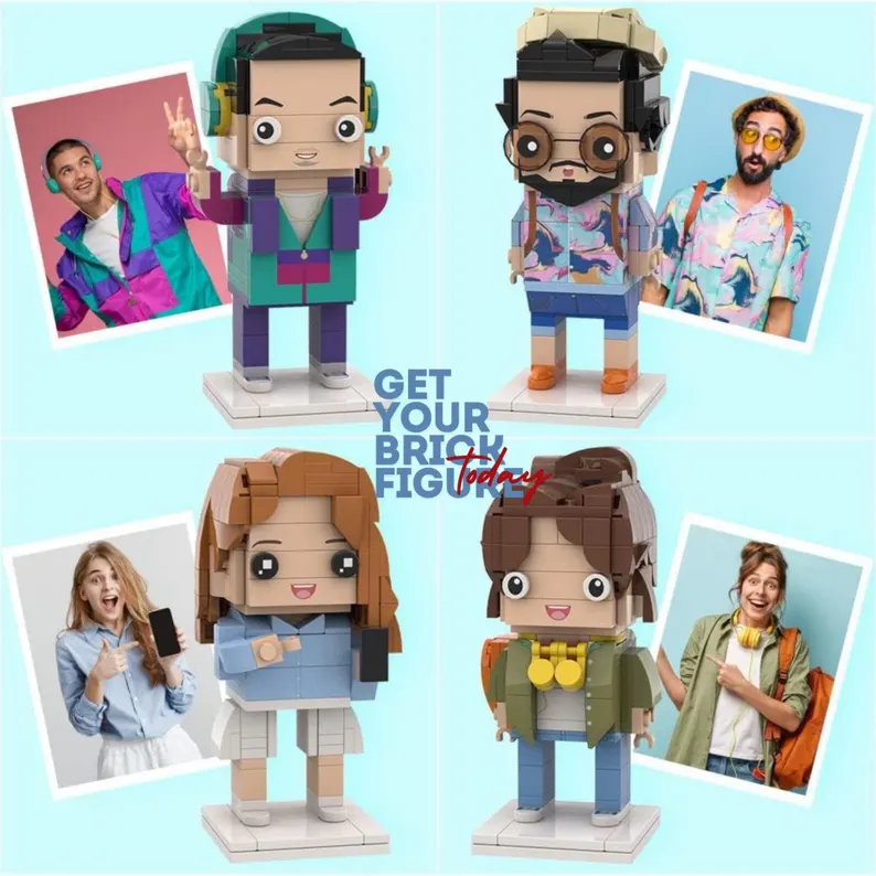 Personalized Single 3D Brick Figure Custom Mini Brick Doll from Photo DIY Building Block Set for Birthday and Personalized Gifts