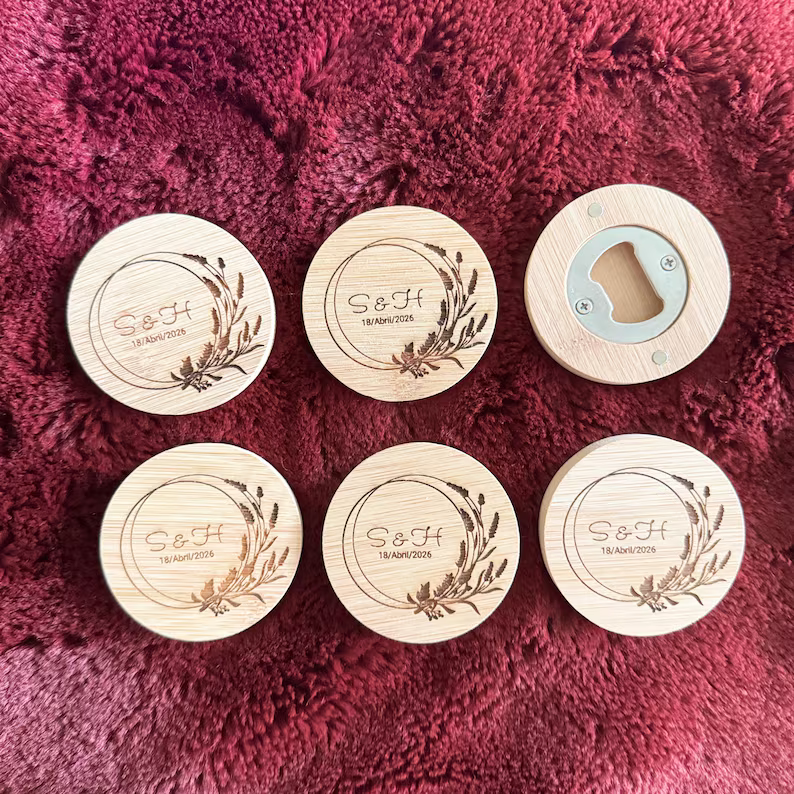 Personalized Wooden Bottle Opener Engraved Wedding Favors Custom Engraved Magnetic Opener Wedding Favors Groomsmen Gifts