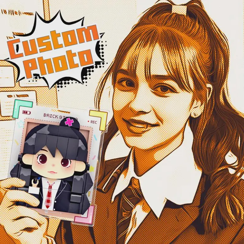 Personalized Anime Style Brick Fridge Magnet Custom Photo 3D Block Magnet for Anime Fans and Personalized Gifts