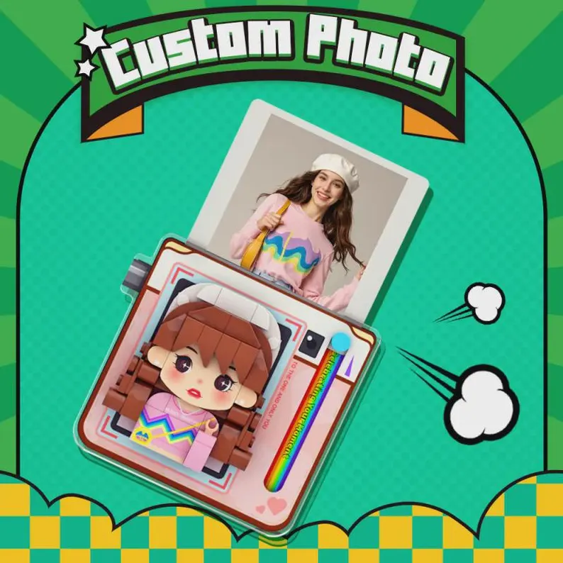 Personalized Anime Style Brick Fridge Magnet Custom Photo 3D Block Magnet for Anime Fans and Personalized Gifts