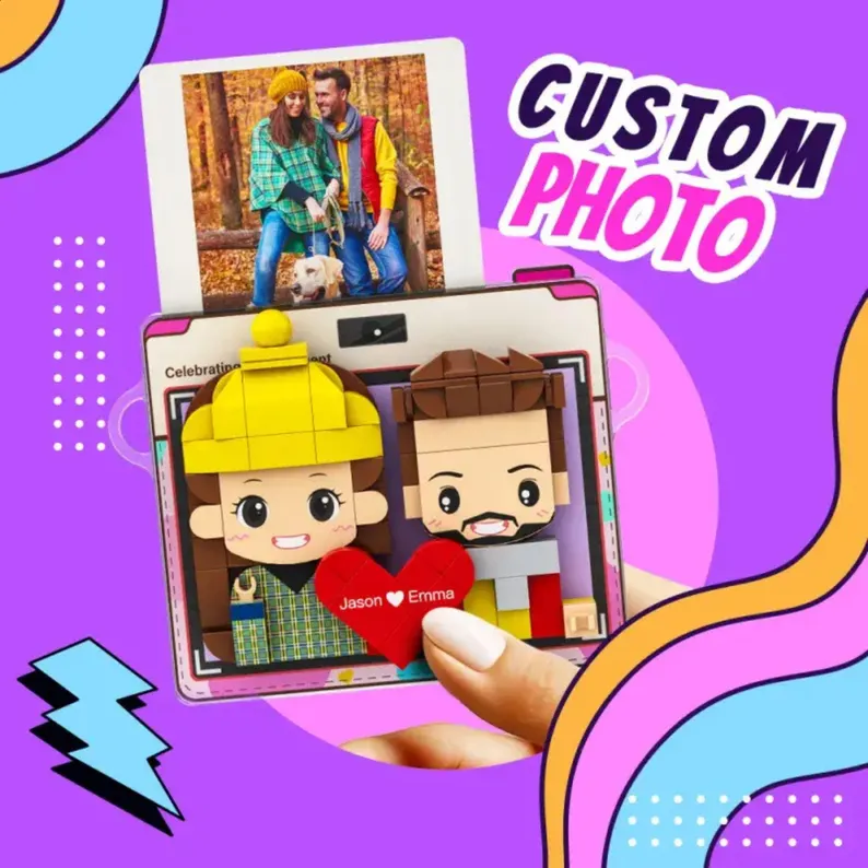 Personalized Anime Style Brick Fridge Magnet Custom Photo 3D Block Magnet for Anime Fans and Personalized Gifts