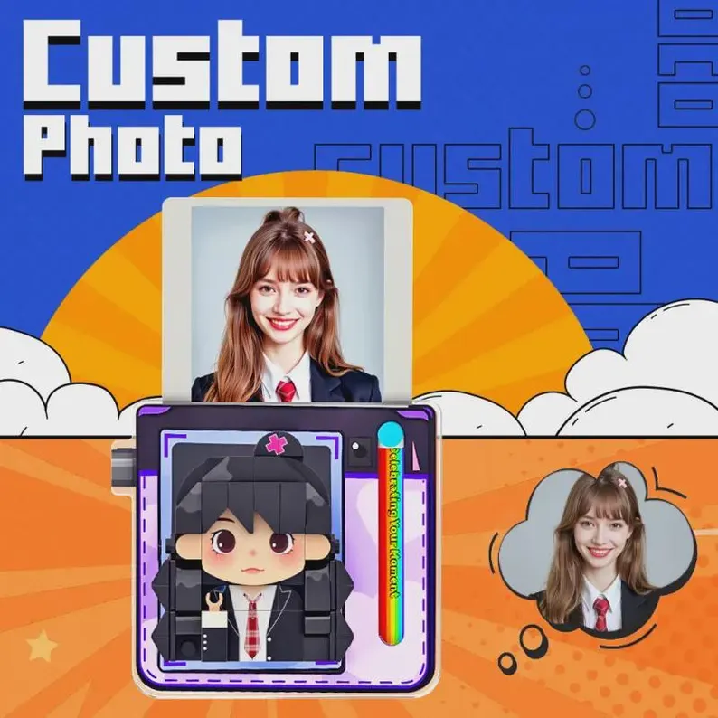 Personalized Anime Style Brick Fridge Magnet Custom Photo 3D Block Magnet for Anime Fans and Personalized Gifts