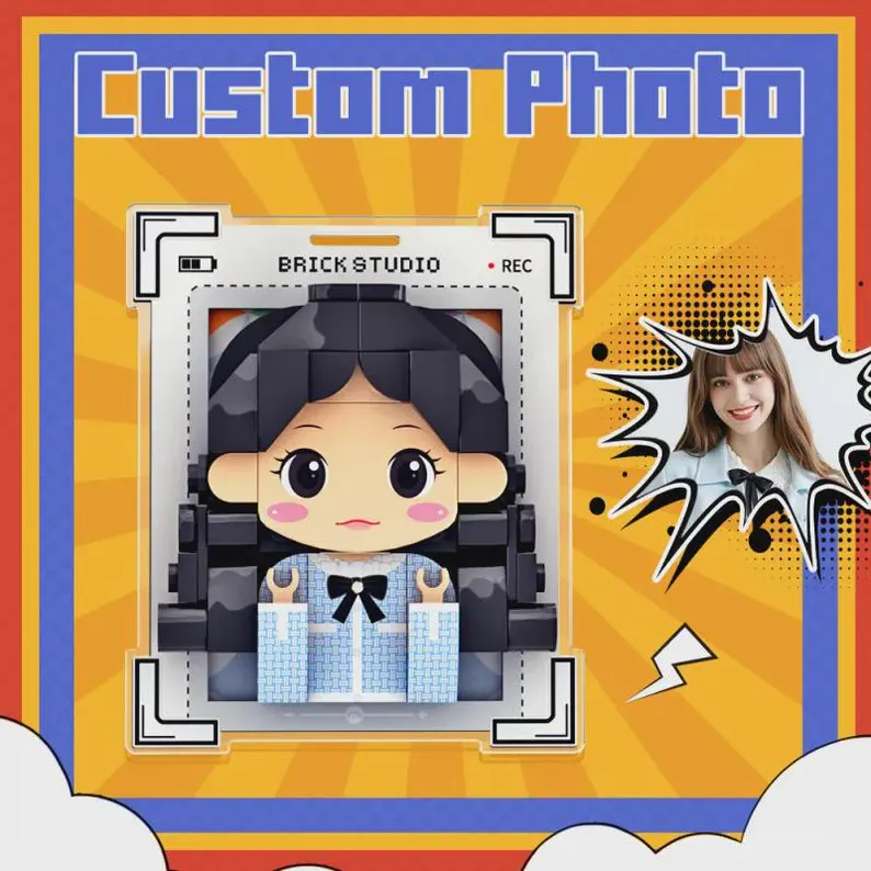 Personalized Anime Style Brick Fridge Magnet Custom Photo 3D Block Magnet for Anime Fans and Personalized Gifts